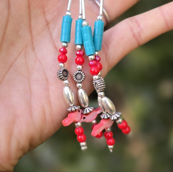 Southwestern Native American style heishi dangling tassle hair barrettes - Picture 7 of 16